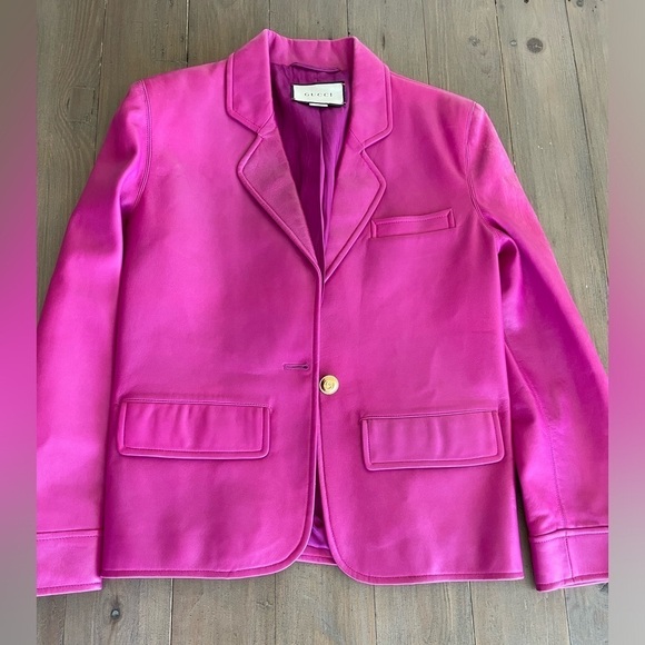 RARE Gucci women pink lamb leather blazer jacket - Picture 5 of 12